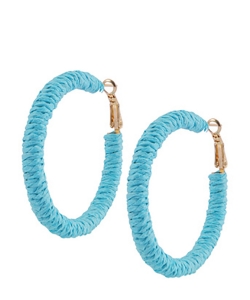 Raffia Colorful Hoop Earrings EH700085 AQUA